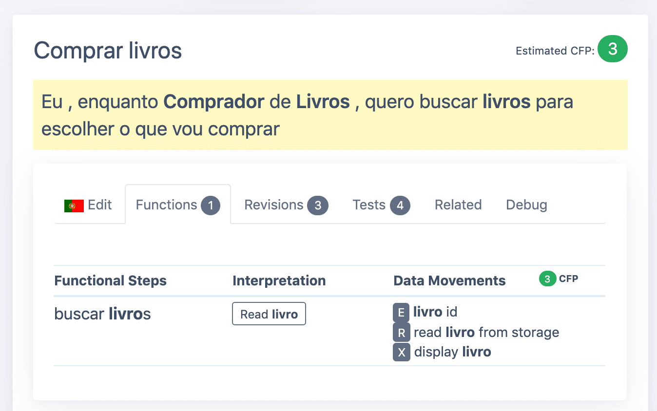 La première user story d'un logiciel portugais dimensionnée automatiquement