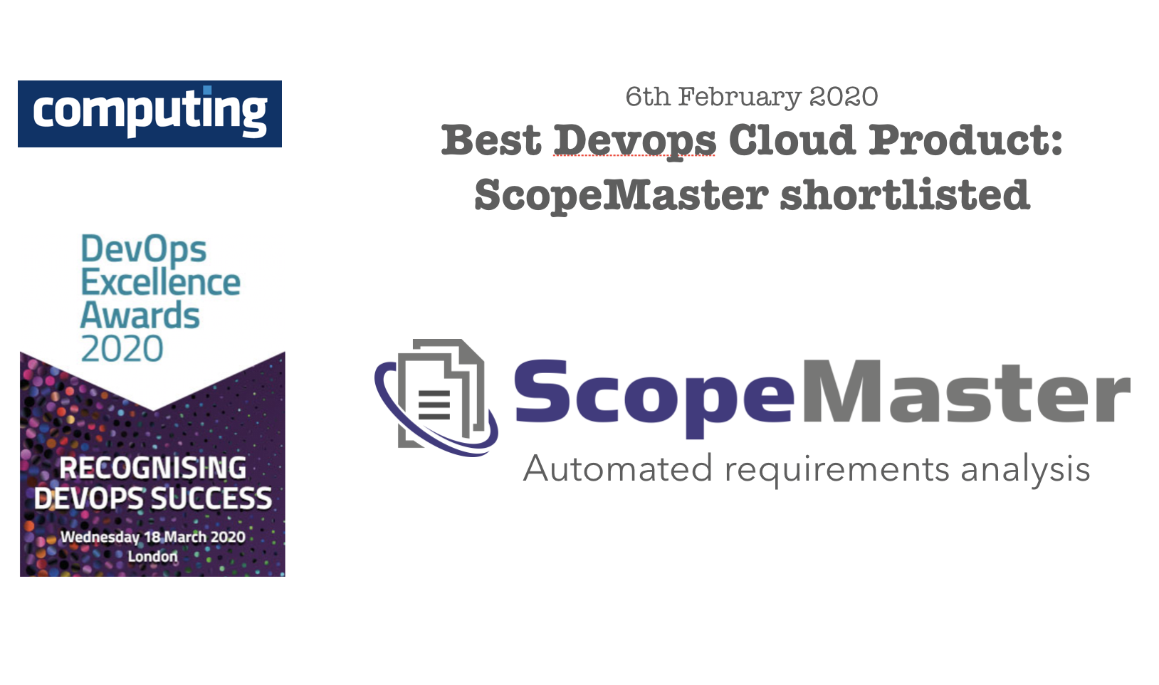 ScopeMaster shortlisted for Computing award for best Devops Cloud product