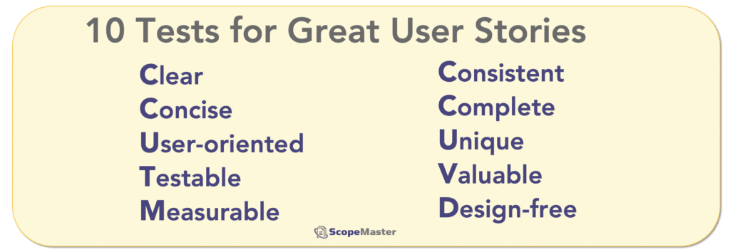 Ten quality attributes for better user stories
