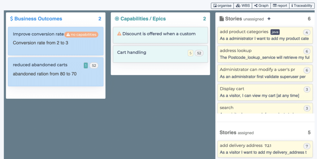 Requirements traceability board