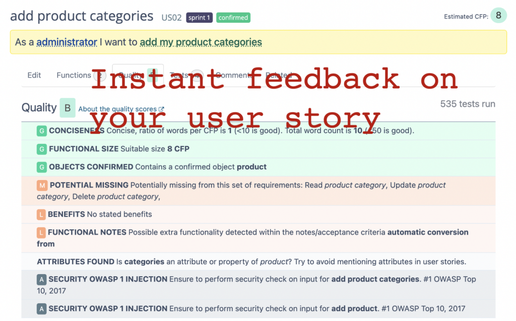 User story testing - by ScopeMaster
