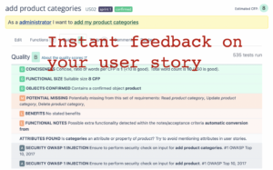 User story testing - screenshot