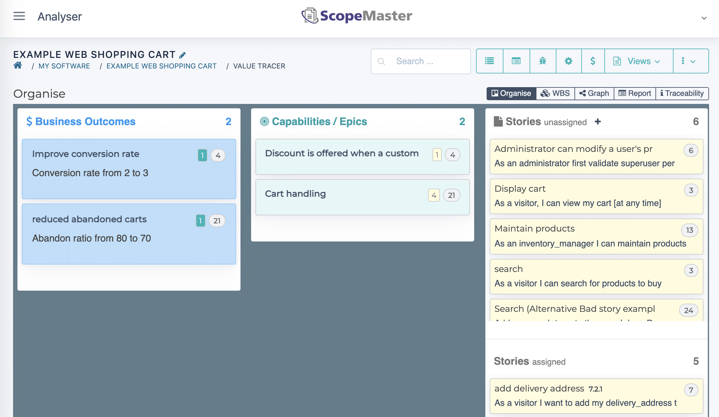 Seguimiento de valores - ScopeMaster