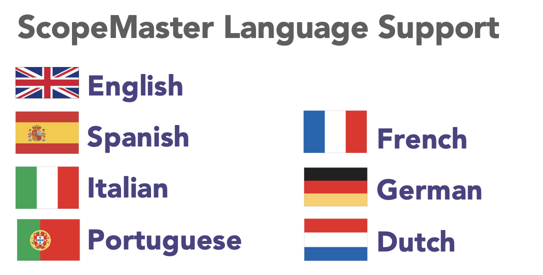 Soporte de idiomas de ScopeMaster