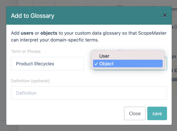 No más llaves, configure el glosario personalizado una vez y se utilizará en todo su proyecto.