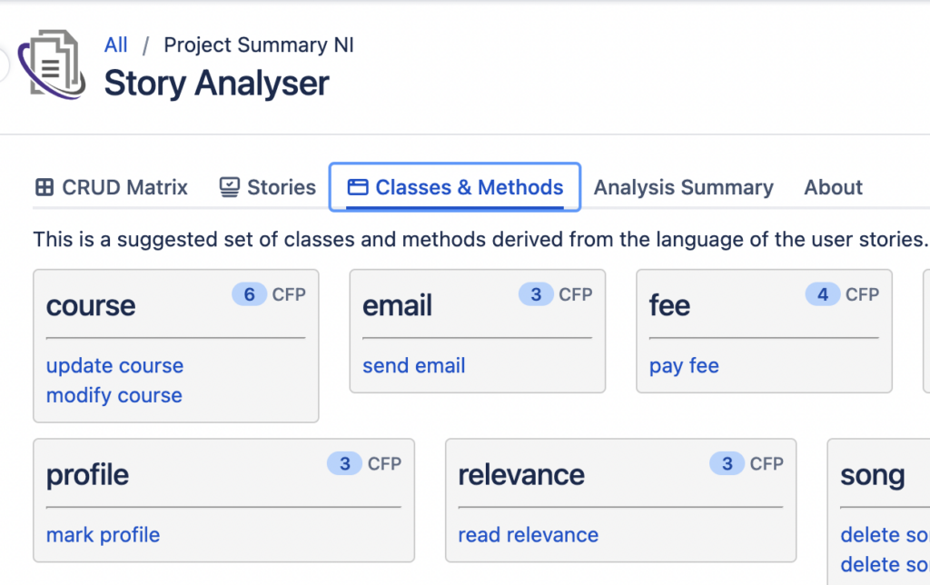 Automated Classes and Methods detection - screenshot