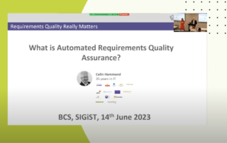 Requirements Analysis automation described at the BCS Sigist 2023