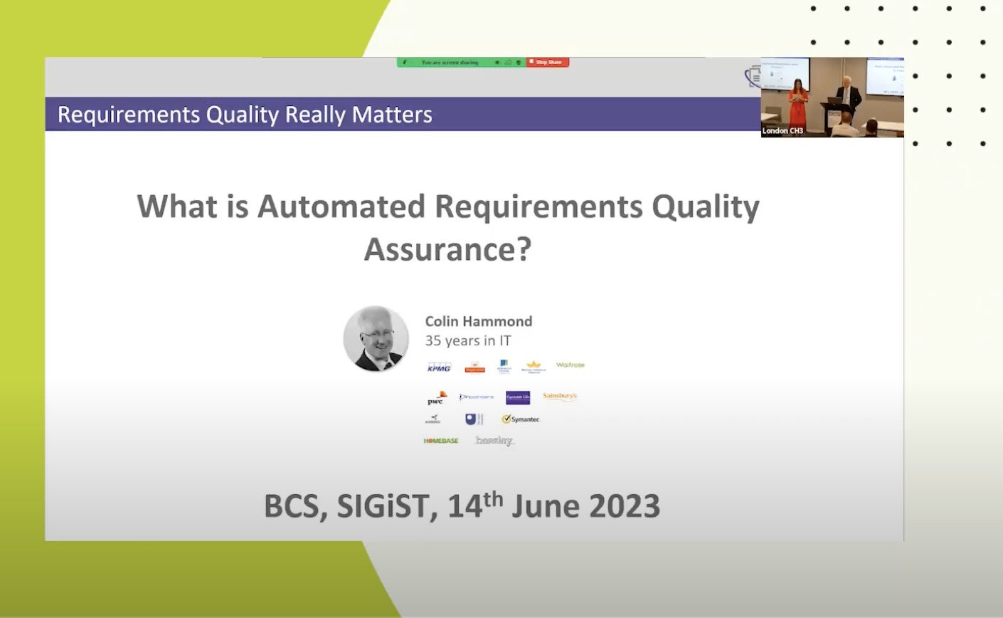 Automatisation de l'analyse des exigences décrite lors du BCS Sigist 2023