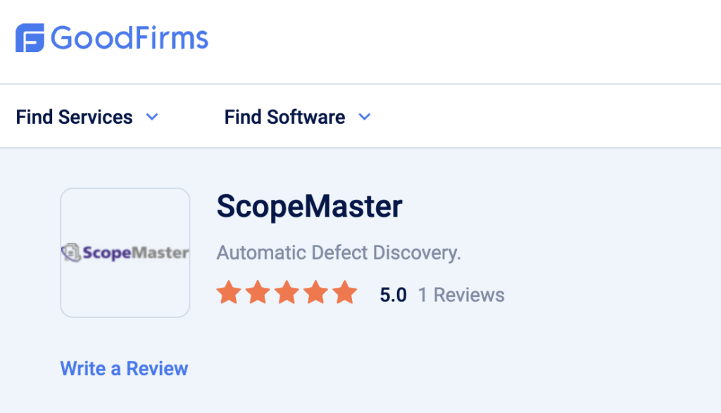 5 star review of ScopeMaster on Goodfirms