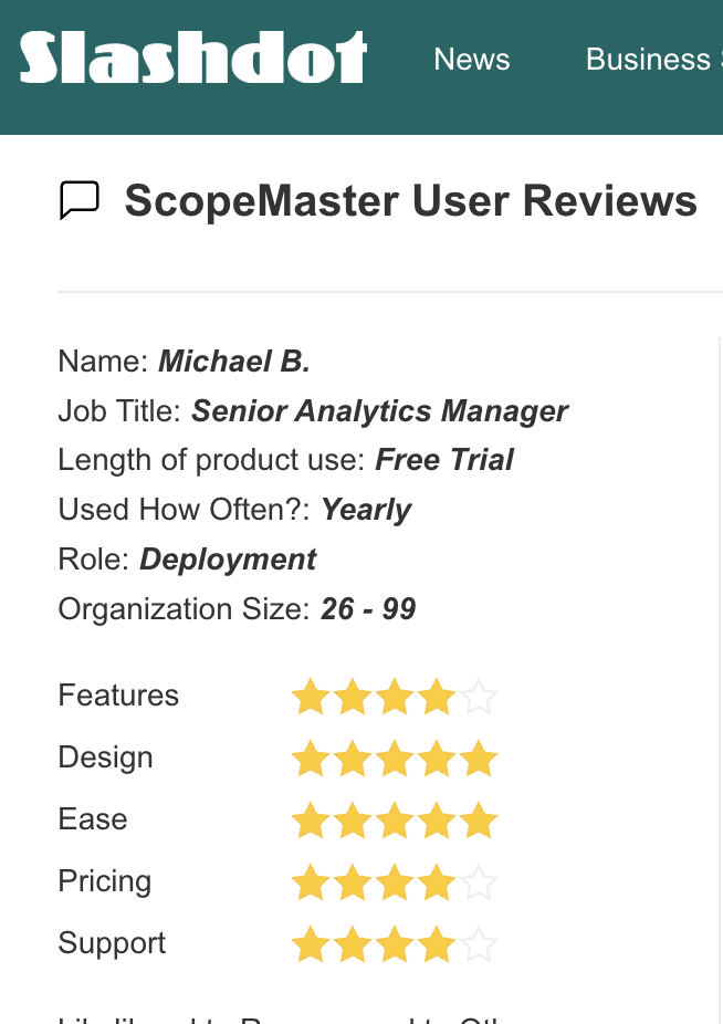 Slashdot reviews of ScopeMaster